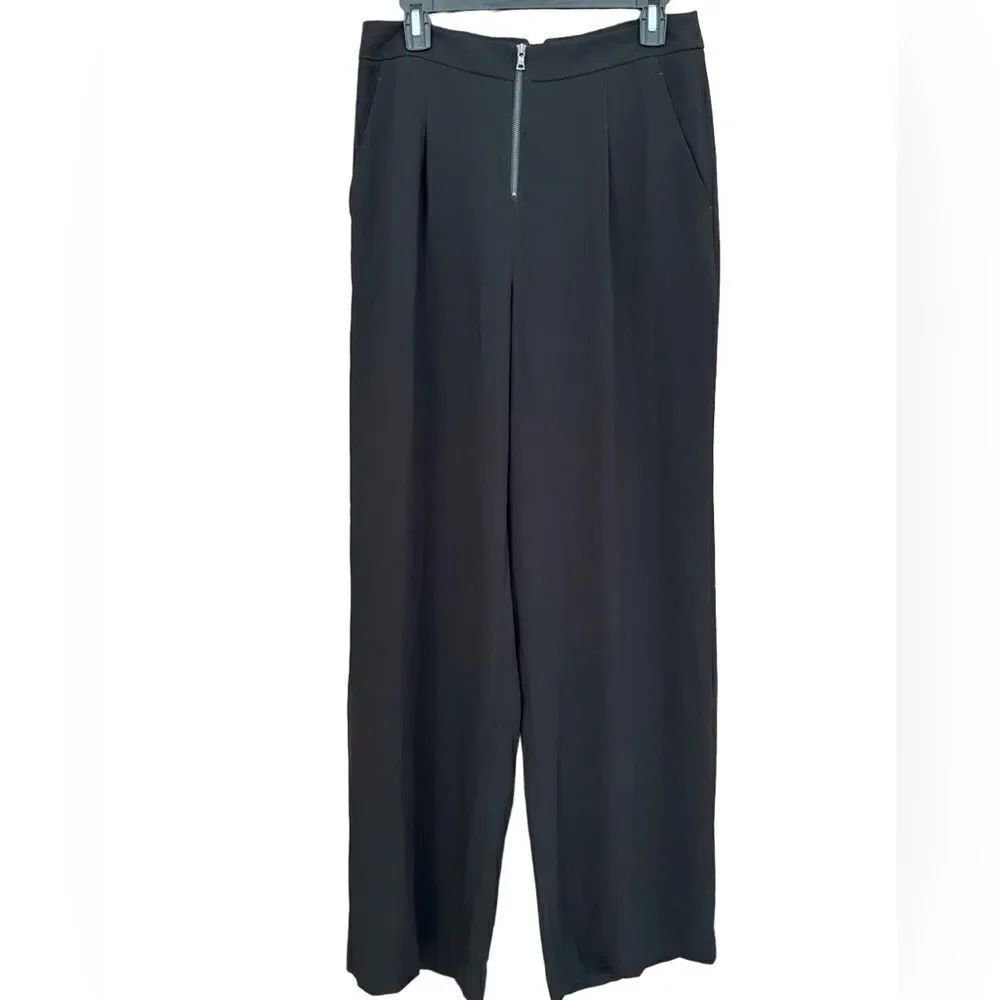 NWOT BCBGMAXAZRIA COLTON Pleated Wide Leg Trouser Black PANTS size S MSRP $198